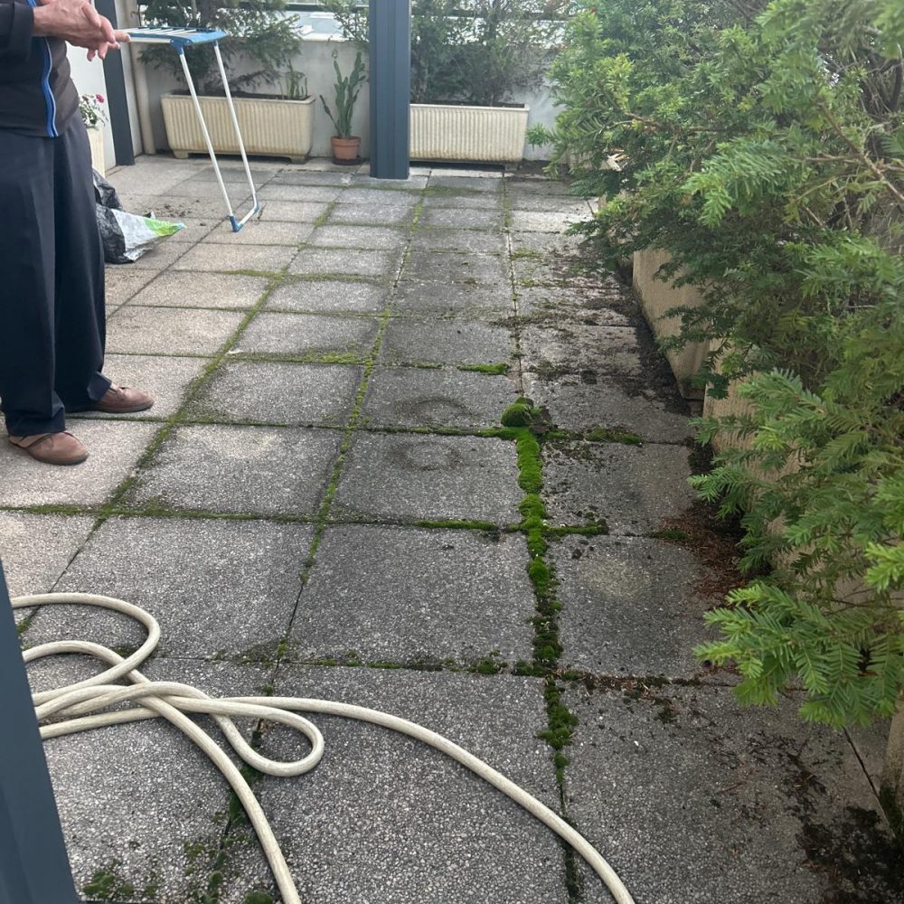 Photo 1 avant le nettoyage de la terrasse d'un particulier par Purity